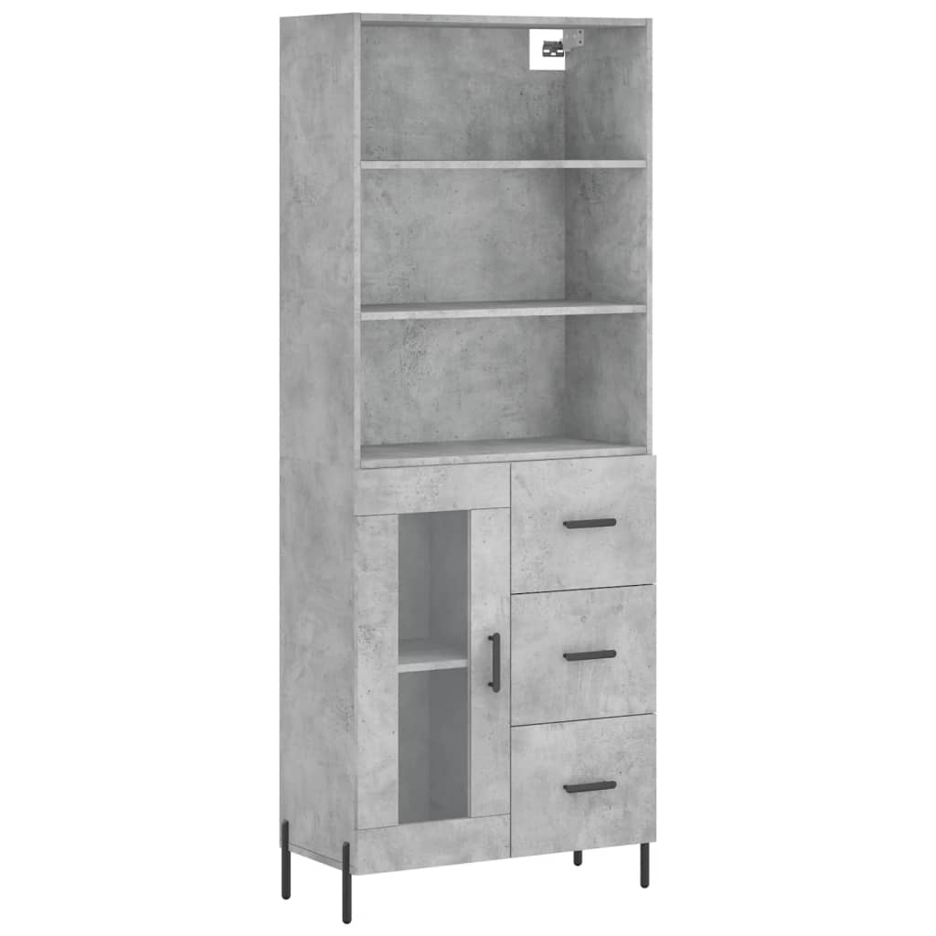 VidaXL Highboard Betongrau 69,5x34x180 cm Holzwerkstoff