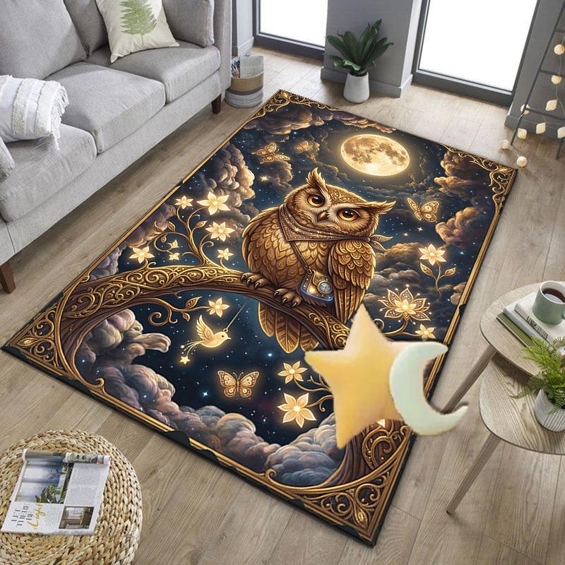 Moonlit Owl Fantasy Office Rug Chair Mat, Entryway Carpet, Suitable for Front Door, Bedroom, Living Room, Desk, Holiday Gift