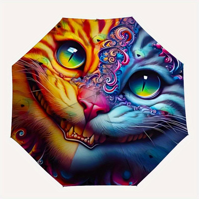 

1pc Cat Artwork Auto Open/close, All-Season Portable Folding Umbrella for Women & Men, Travel, Everyday, Formal Events - Compact Luxury Parasol, Outdo