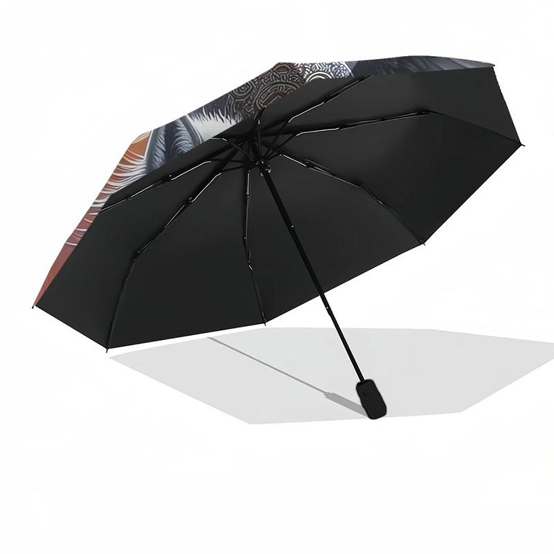 1pc Winged Wolves in Viking Helmets Umbrella with Plastic Handle,Suitable for All Seasons Home Travel Outdoor UmbrellaDD967