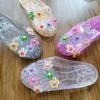Scarpe da donna in gelatina stile coreano: Mules Piatte con Dettagli Floreali e Punta Chiusa – Ciabatte da Spiaggia Trasparenti