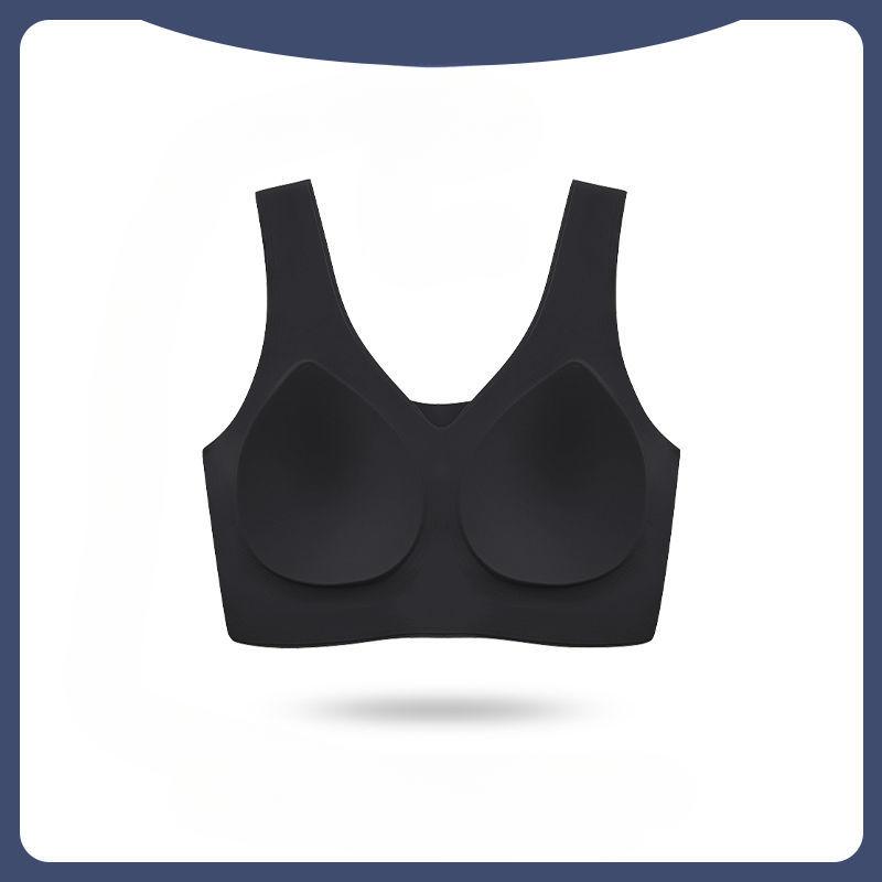 

Бесшовное женское нижнее белье, большой размер, удобная встроенная фиксированная чашка, ультратонкий и дышащий жилет, стильный бюстгальтер с красивой спинкой без стального кольца 3XL чёрный