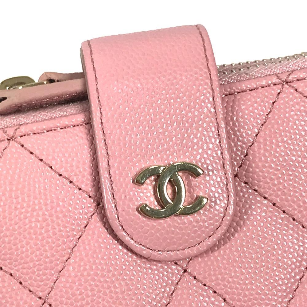 Chanel AP1928 CC Logo Quilted Matelasse Double Zip Card Case Compact Wallet