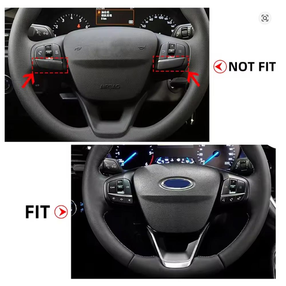 Car Steering Wheel Button Frame Cover Trim Interior Accessories For Ford Focus Kuga Escape 2019 -2022 Fiesta MK8 Bronco