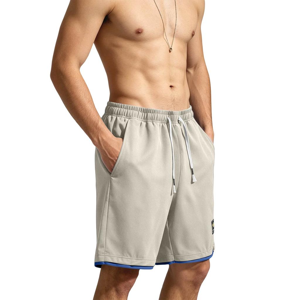 Men’s Loose Fit Outdoor Sports Quick Dry Shorts with Drawstring Waist and Letter Print for Summer Activities