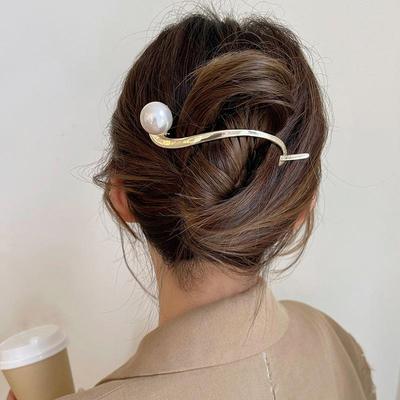 Vintage Big Pearl Barrettes Gold Silver Color Hair Clip Hairpin for Women Fashion Hair Ornament Headwear Jewelry