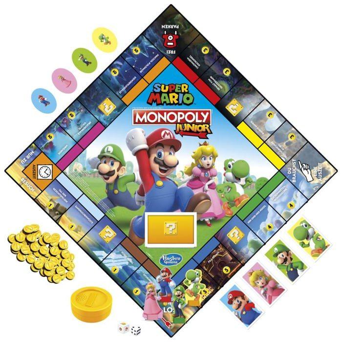 Jeu de plateau - hasbro - monopoly junior - thème super mario - effets sonores - dès 5 ans