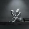 Abstract Sculpture Matte Human Figurine Modern Seated Statue for Art Lovers, Homeowners, Living