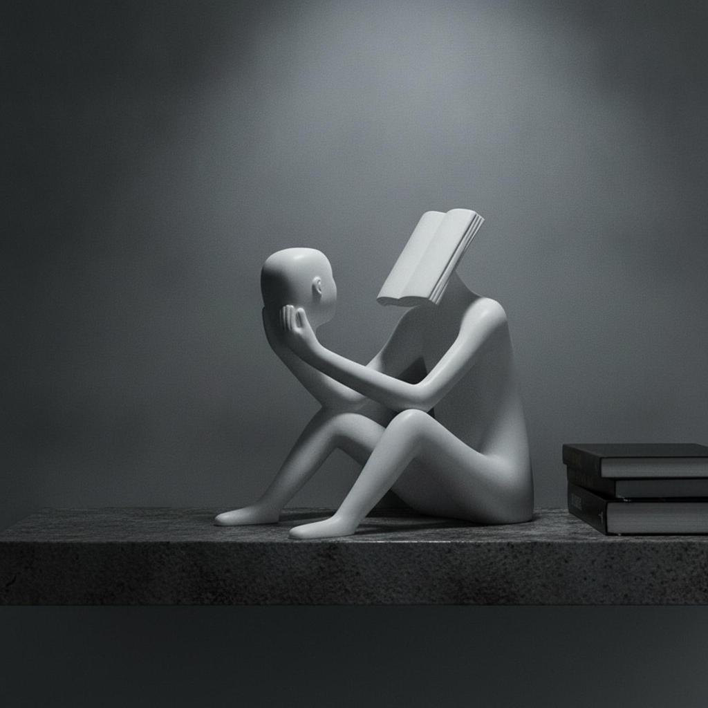 Abstract Sculpture Matte Human Figurine Modern Seated Statue for Art Lovers, Homeowners, Living