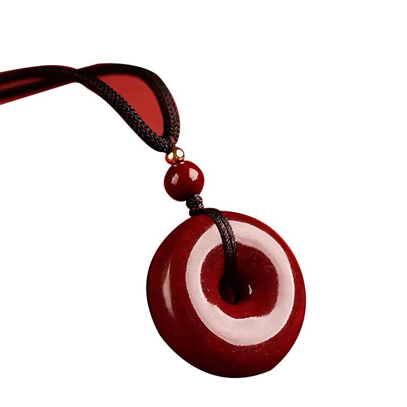 Purple Gold Sand Cinnabar Peace Buckle Pendant Necklace for Men and Women