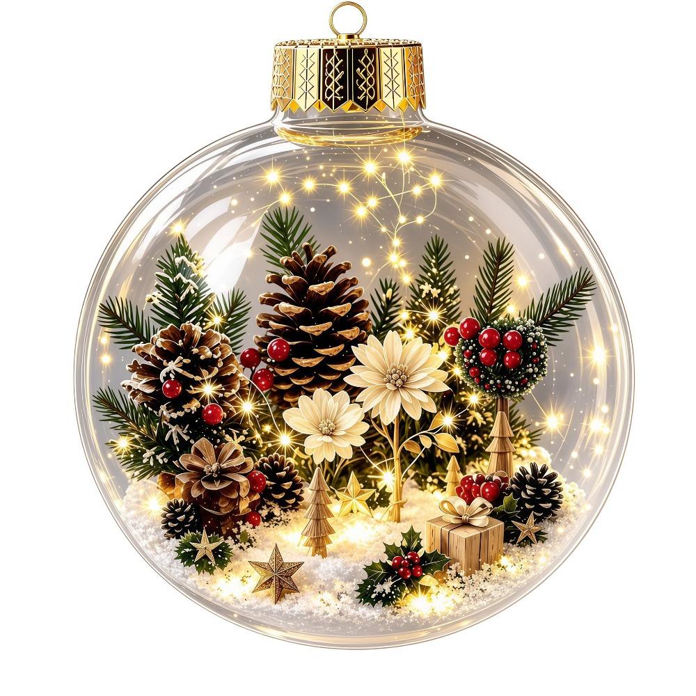 Clear Acrylic Lighted Christmas Ball Ornament Light-Up Tree Hanging Bauble Christmas Tree Decor