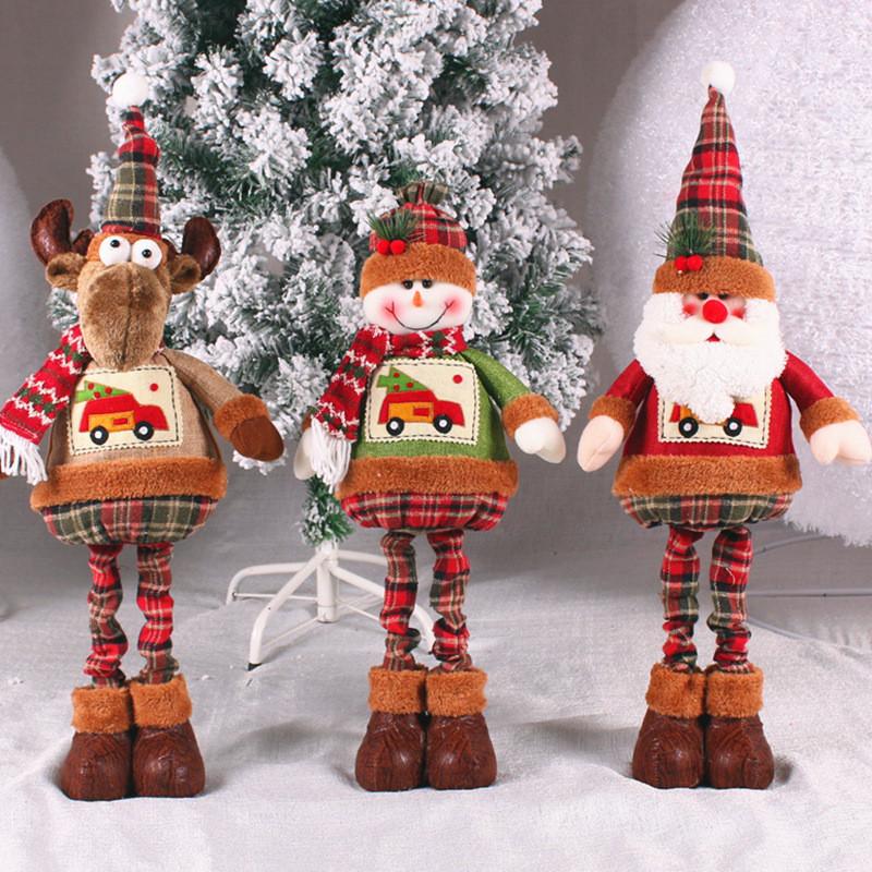 Telescopic Christmas Leg Doll Ornament Santa Snowman Deer Standing Retractable