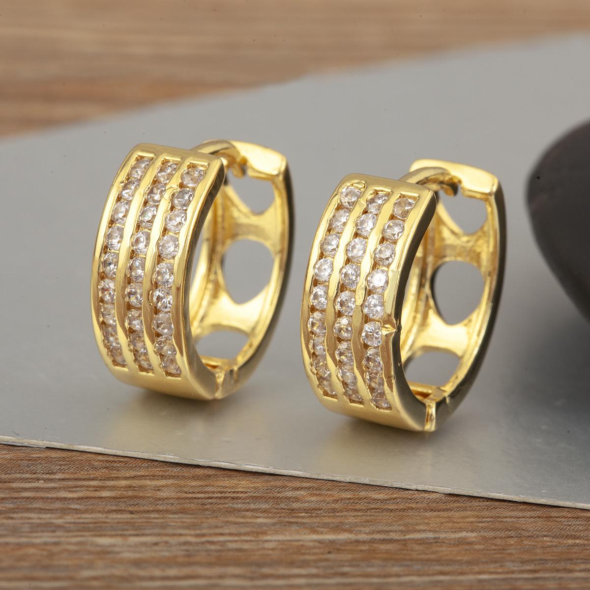 

Nidin New Trendy Water-drop Hollow Design Sparkling Zircon Circle Hoop Earrings For Women Female Bridal Wedding Ear Jewelry Gift