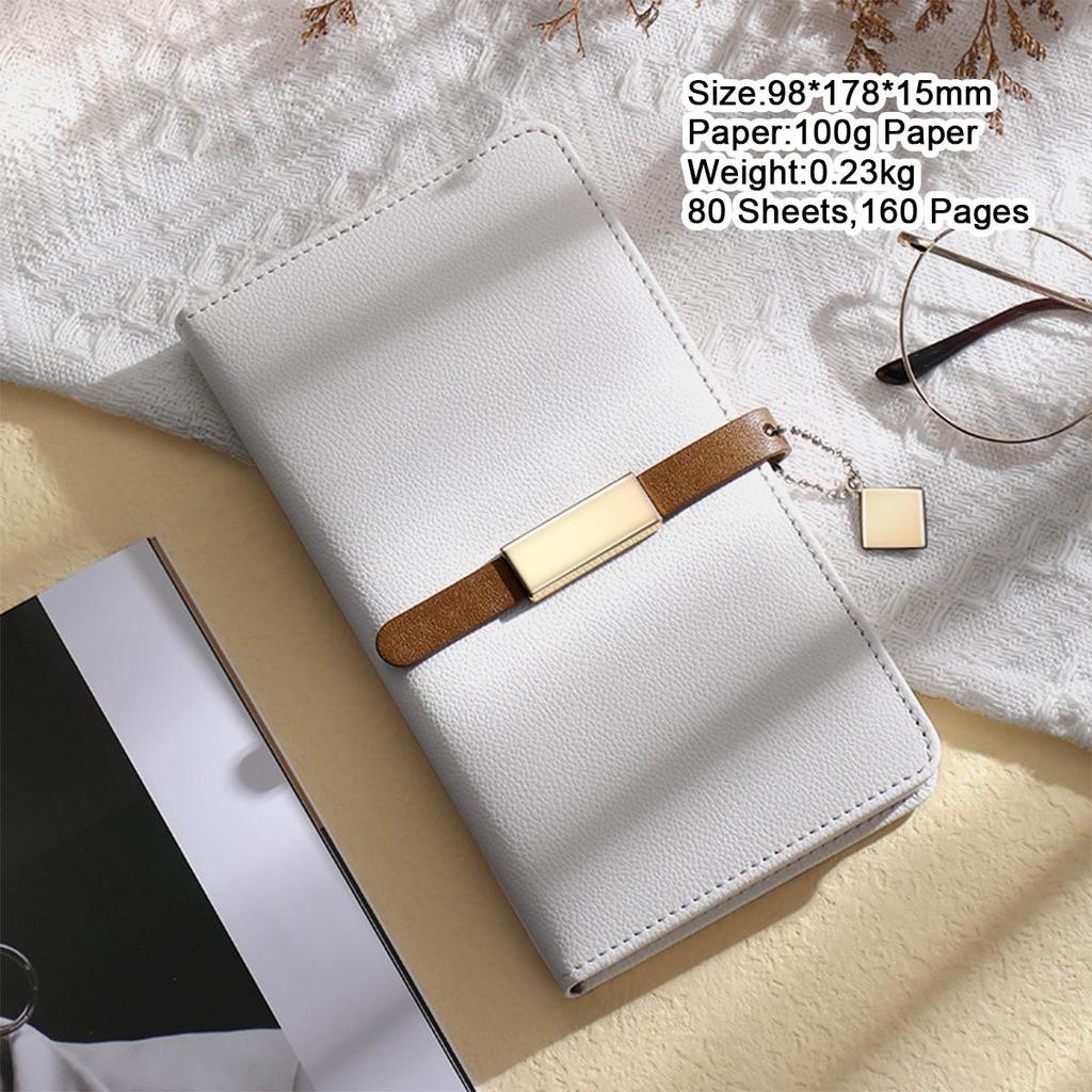 A6 litchi leather thickened student subject notebook, small buckle diary, pocket work notebook, business meeting record book, travel log