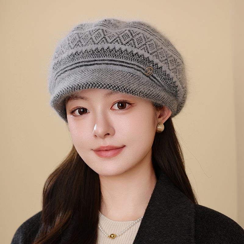 Hat Women Winter In The Elderly Autumn and Winter Warm Rabbit Hair Beret Fashion Cold Knitted Hat