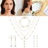 Lightweight French Pearl Necklace And Earring Set With Geometric Design For Elegant Women