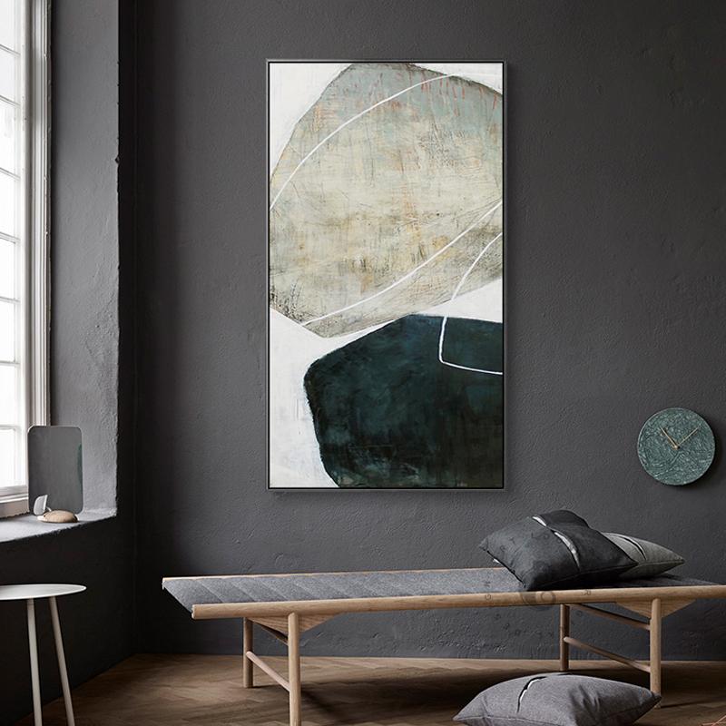 Nordic Minimalist Black And White Stone Canvas Painting Grey Poster Print Big Wall Art For Hotel Aisle Living Room Decoracion