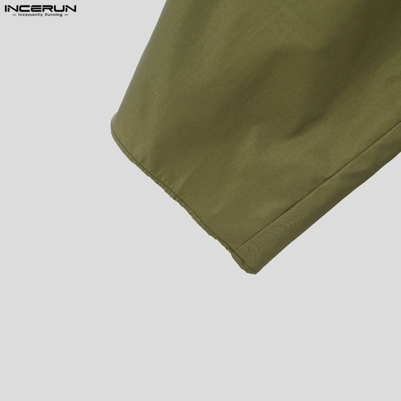 INCERUN Two Pieces Outfits Men Long Sleeve Side Cross Shirt and Long Harem Pants Sets