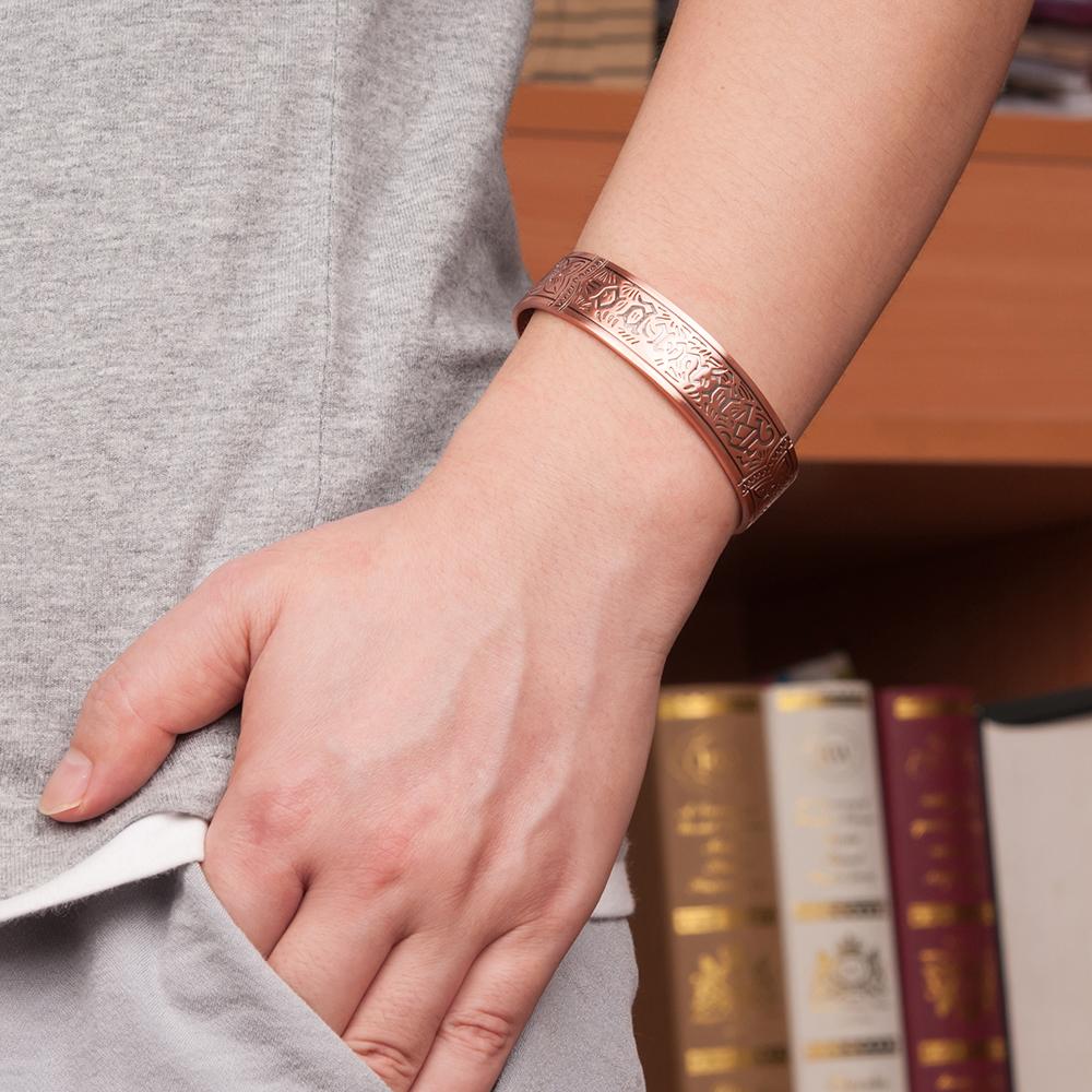 Brățări magnetice din cupru pur Ikuinen Brățări late reglabile de epocă Brățări pentru sănătate și energie pentru artrită