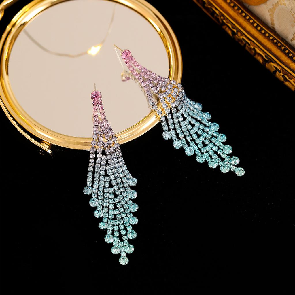 Temperament Super Błyszczące Diamentowe Długie Kolczyki