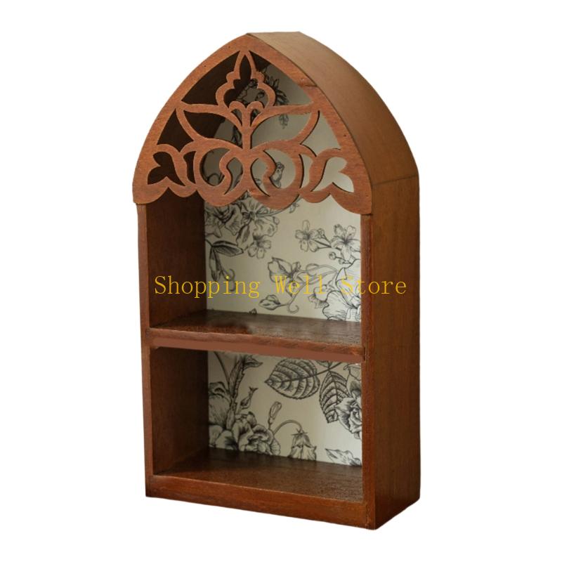 KX4B MultiLayer Wall Shelf French Quatrefoils Frame Precise Carveds Home Decors