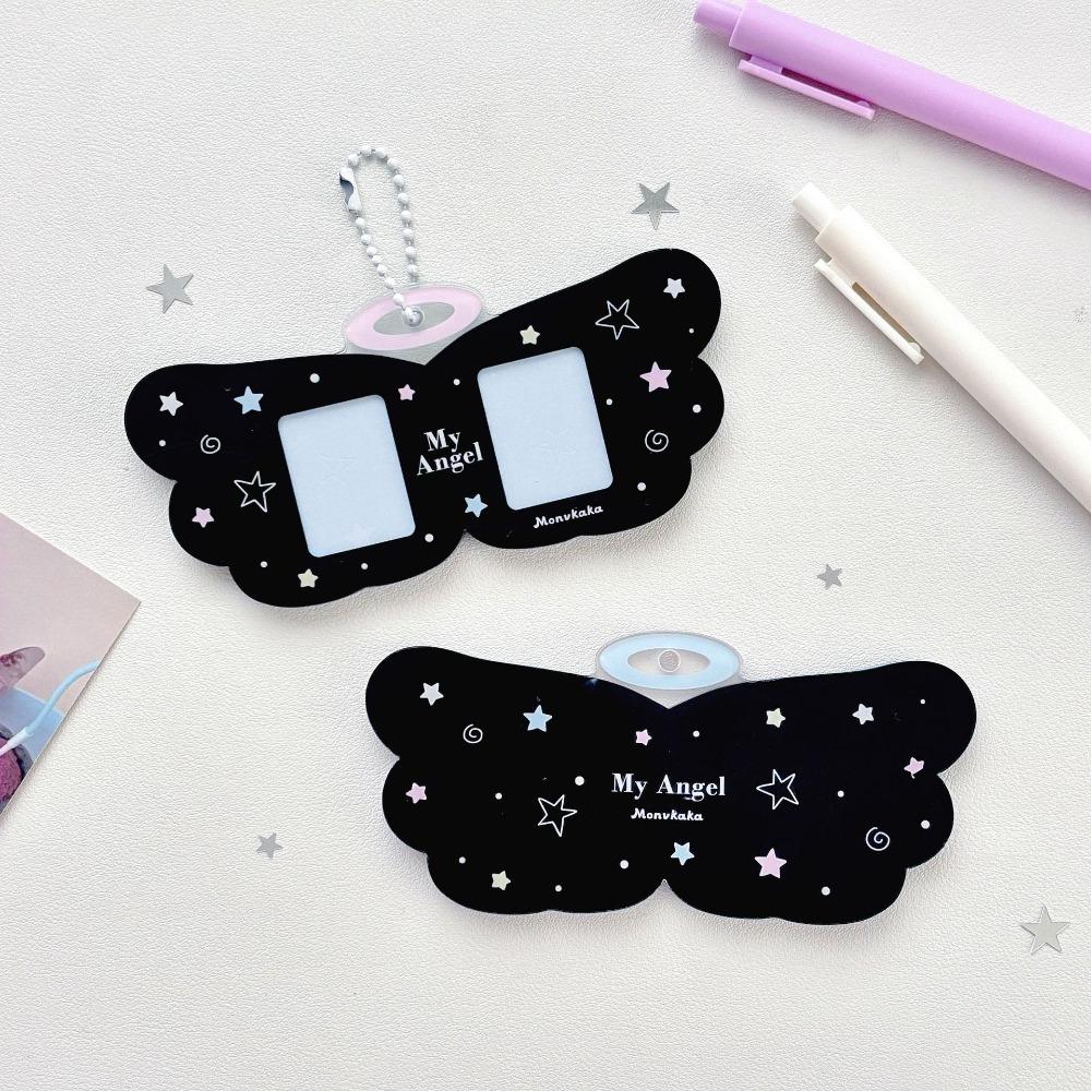 Cute Angel Wings Card Sleeve Pendant Clear DIY Design Card Cover Bag Pendant Photocard Holder