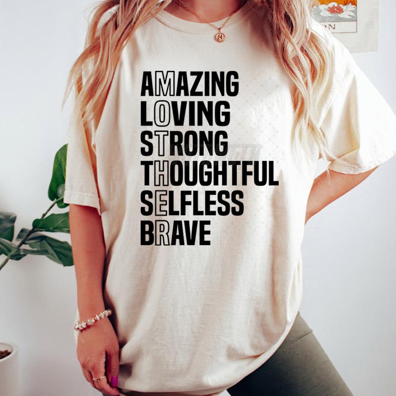 Mother Inspirational Quote Graphic T Shirts Gift for Mom Short Sleeve Tee Mom Life Tee Shirt Letter Print Mother’s Day T-shirts