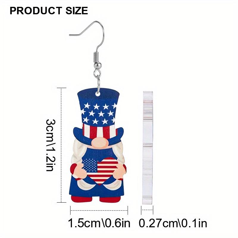2D Flache Unabhängigkeitstag Zwerge Acryl Ohrringe Mode Tropfen Hängeohrringe Elegante Ohrringe Party-Ohrringe Weihnachtsgeschenk für Freunde Gastgeschenk
