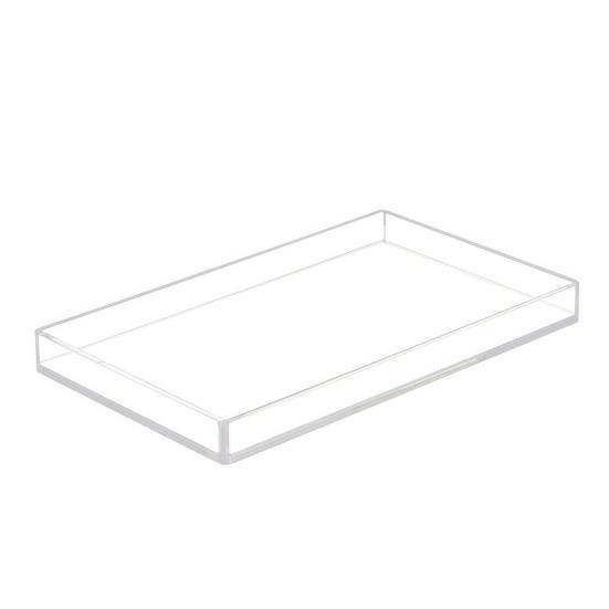 Clear Acrylic Toiletry Holder Decorative Tray, Modern Rectangular Vanity Space Small Tray for Toothbrush Saving Jewelry And Perfume Organizer Bathroom