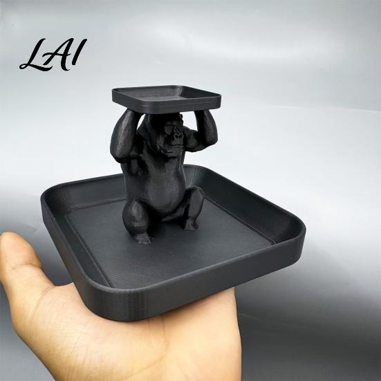 Desktop Aromatherapy Holder 3D Printed Gorilla Decorative Tray Squatting Figure with Dual-Tier Storage for Creative Animal Statue Keys Jewelry Small