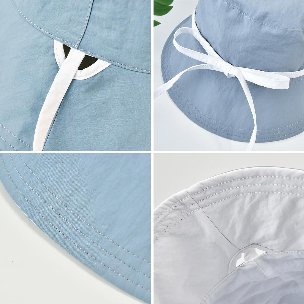 Reversible Bucket Hat with Chin Strap, Sun Protection Windproof Fisherman Cap for Women
