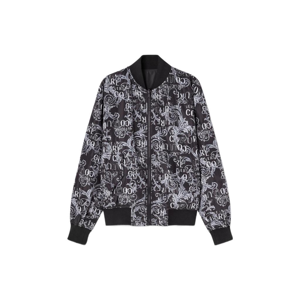 VERSACE JEANS COUTURE Jackets Men's Black Baseball Collar Moderate Straight Fit E74GASD17-ECQS51-E801