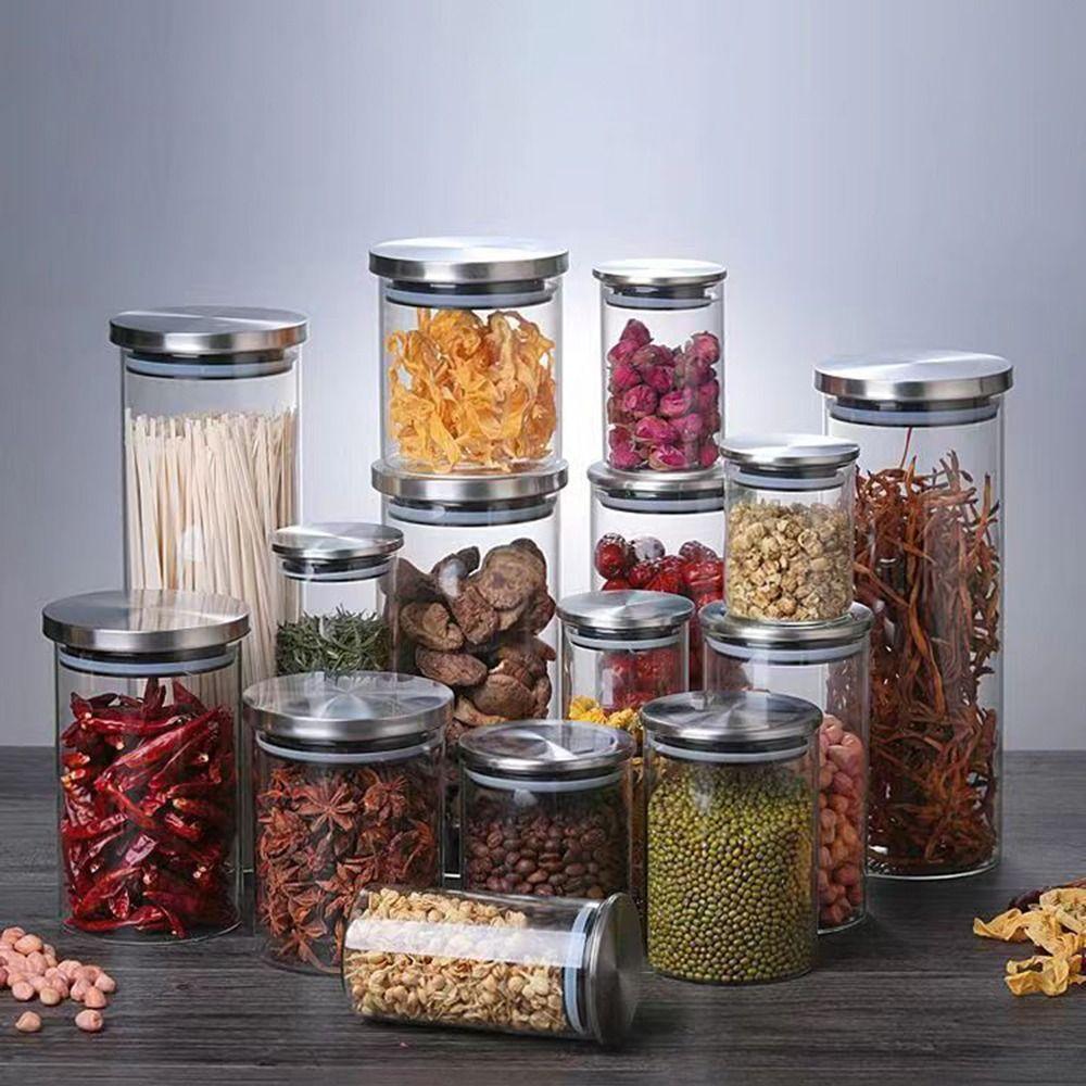 With Stainless Steel Lid Sealed Can Transparent Coffee Bar Station Organizer  Kitchen Supplies