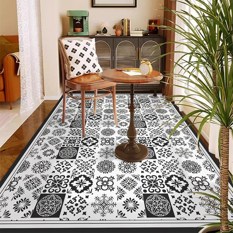 Balcony Waterproof Floor Mat Large Size Pvc Leather Anti-slip Carpet American Retro Home Decoration Rug for Kitchen Floor Mat