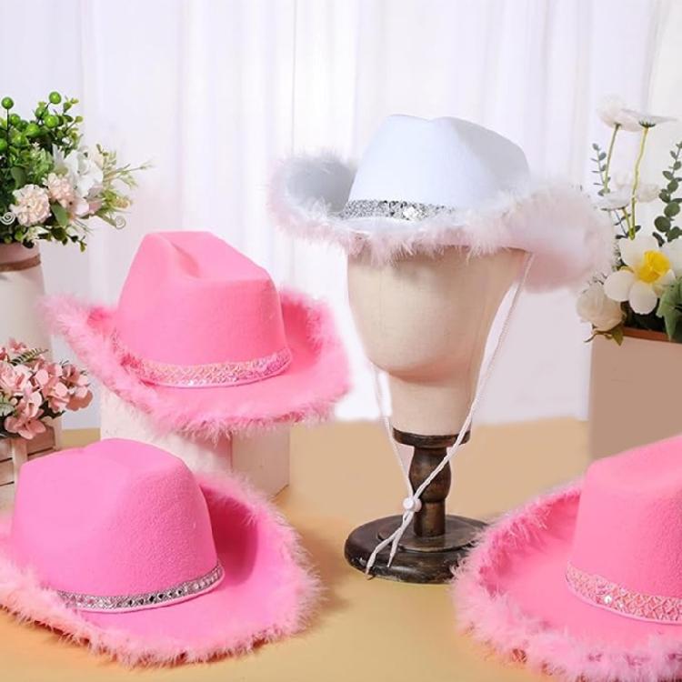 Large Brim Cowgirl Hat Women Music Festival Felt Hat Wedding Party Cowboy Cap