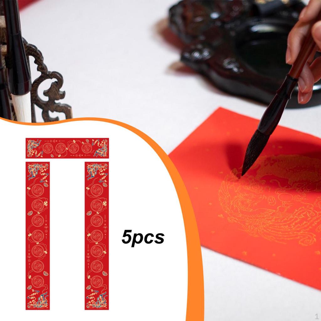 5 Sets Blank Couplet Paper Decor Chunlian Red Xuan for Store Restaurant Shop Office Home