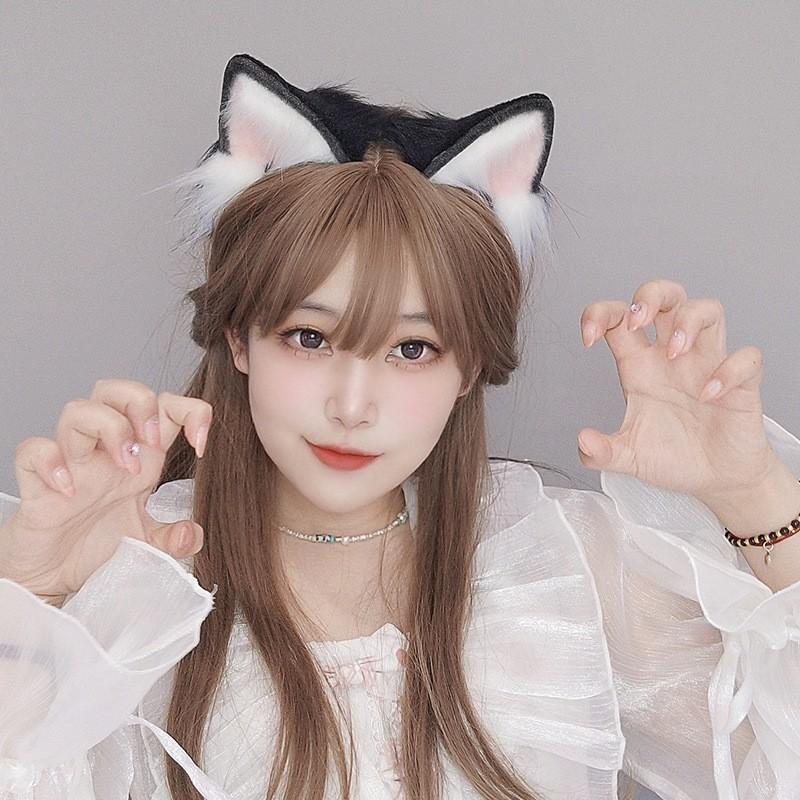 Set de Pinces Bandeau Oreilles de Chat Kawaii Fait Main Mode Lolita Accessoire Cosplay pour Filles
