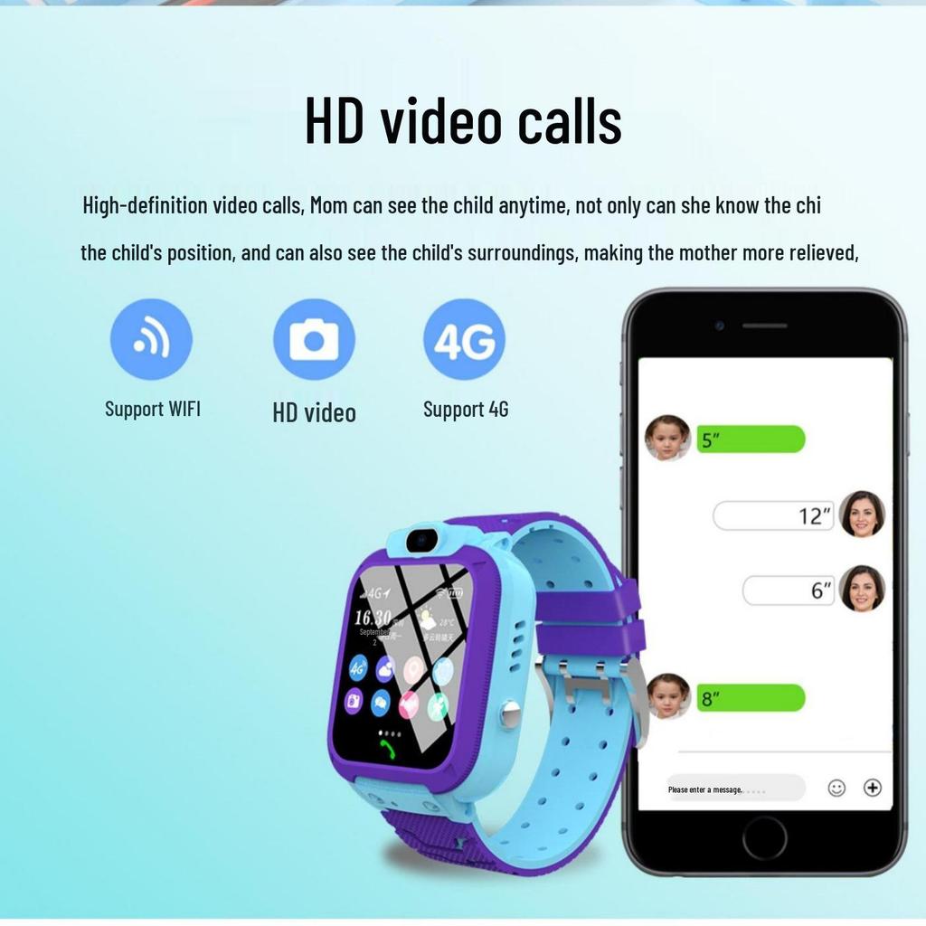 4G Kids Smartwatch with Video Call & GPS Tracking - Waterproof and Perfect for Primary School Students