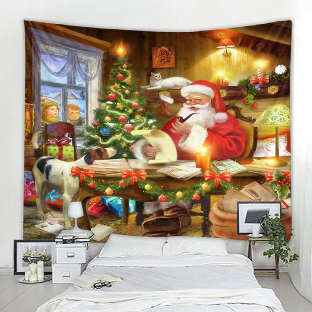 Santa Claus Decoration Tapestry Home Decor Tapestry Mandala Boho Hippie Wall Tapestry Christmas Party Background Tapestry