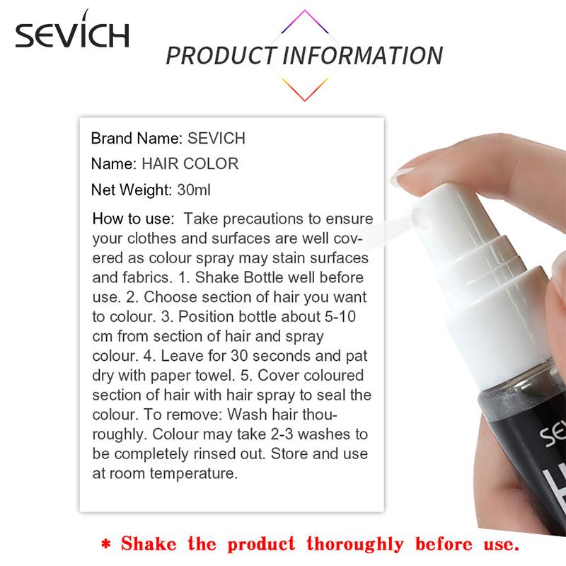 SEVICH 8-kolorowy spray koloryzujący do włosów Natychmiastowy kolor włosów Produkt do stylizacji włosów 30 ml Tymczasowa farba do włosów Color Fashion Beauty Makeup