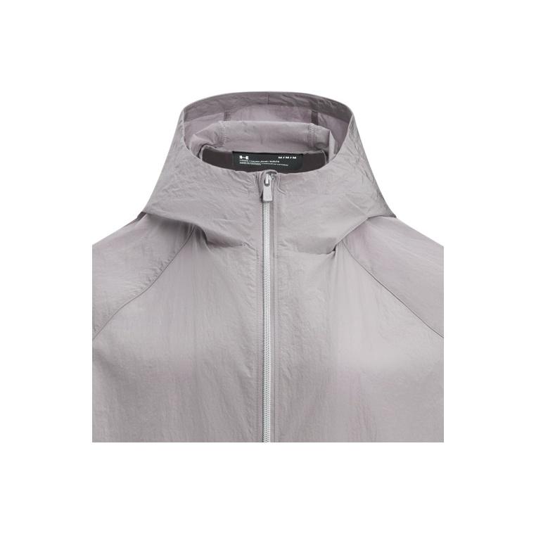 Under Armour Fashionable Versatile Trendy Simple Brand Logo Hooded Solid Color Adjustable Windproof Warm Zipper Stand Collar Jacket 6005994-015