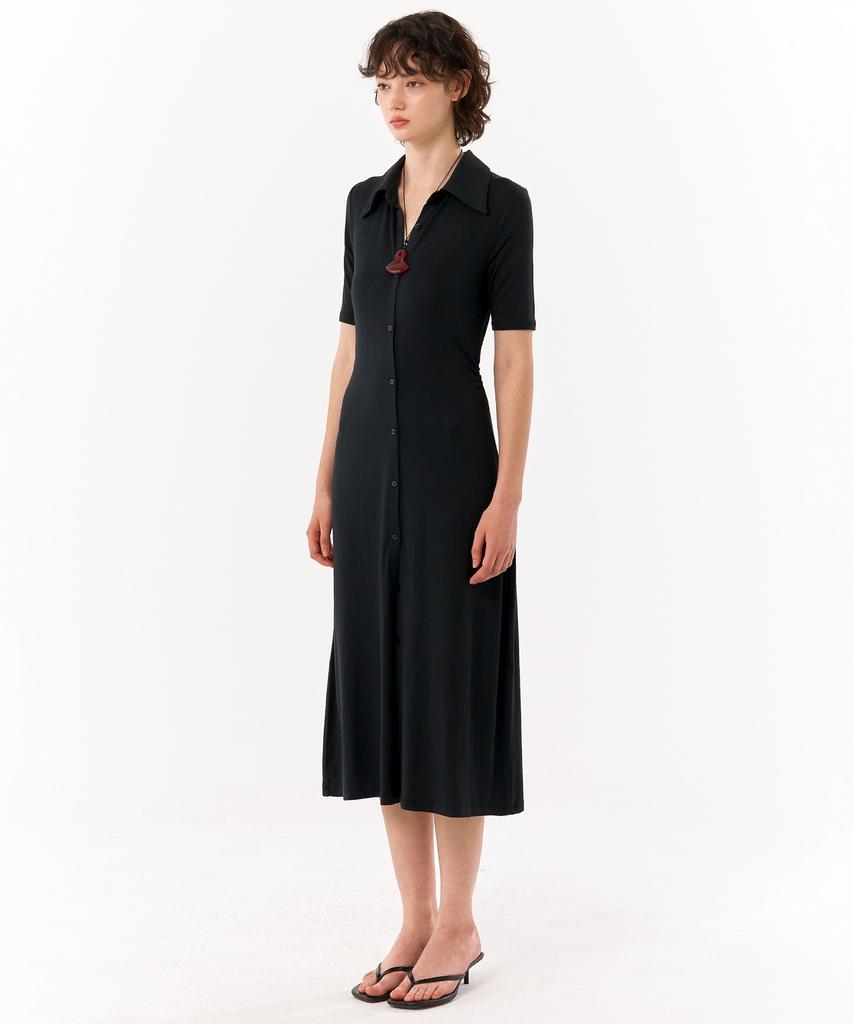 LETTRE DE LE TOILE Cole Button-Up Midi Dress (Black)