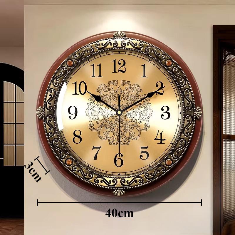 Retro Wanduhr Nordisches Wohnzimmer Luxus Wanduhren Massivholz Legierung Uhren Stiller Mechanismus Elegant Stilvoll Heimdekoration