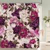 European Retro Flower Printed 3D Bath Curtains Waterproof Polyester Fabric Washable Bathroom Shower Curtain Screen With Hooks