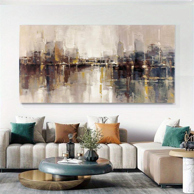 Abstract Canvas Art Modern Cityscape for Living Room, Bedroom, Urban Landscape Painting, Canvas Wall Art