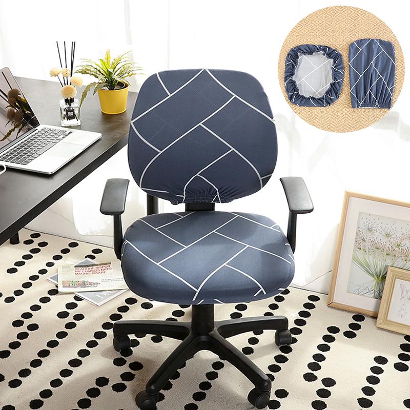 Universal Split Seat Cover Office Chair Cover Stretch Spandex Computer Anti-Dust Armchair Slipcovers Removable Seat Protector