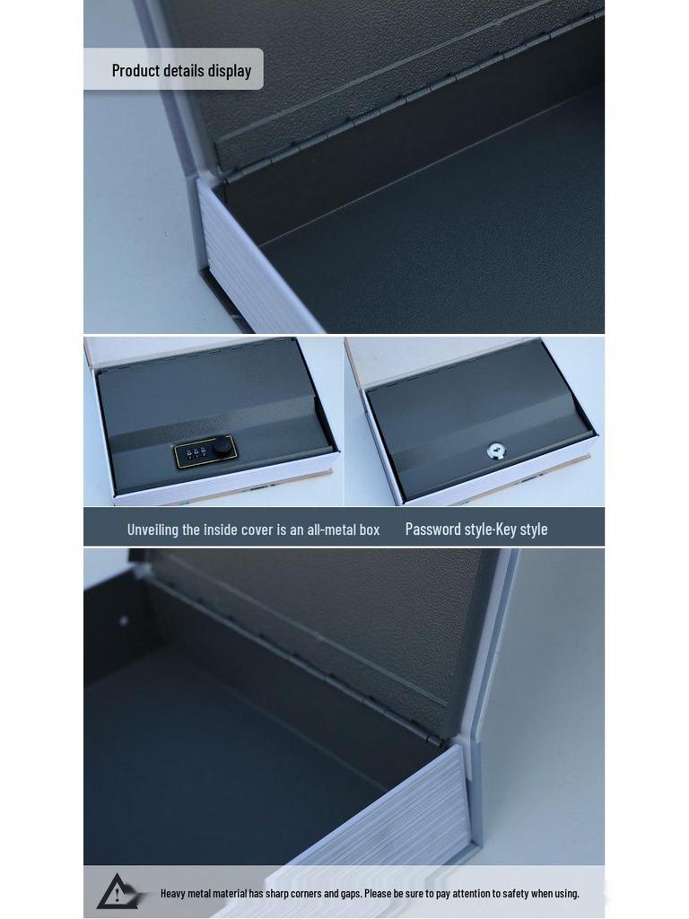Lockable Metal Book Safe & Coin Bank with Combination Key
