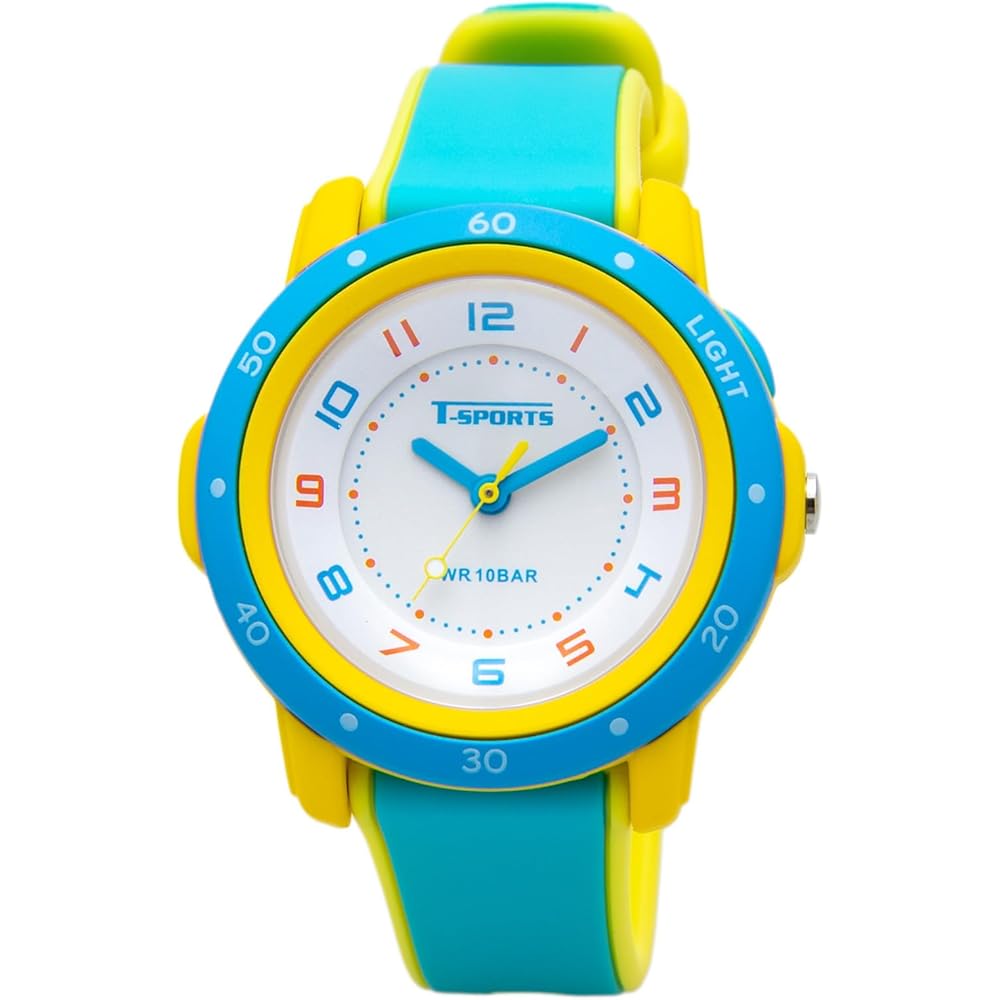 Crepha Kids Analog Watch Waterproof 10 ATM EL Light Multi-Function Simple Blue with Urethane Strap T-Sports