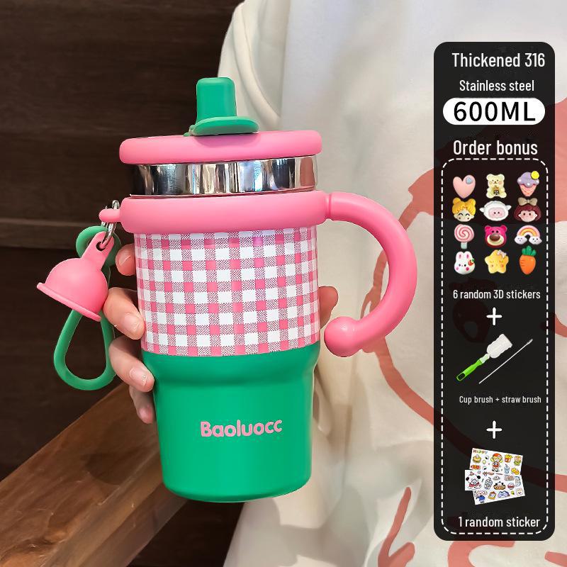 2024 High-Value Large Capacity Coffee Thermos with Handle and Straw for Girls
