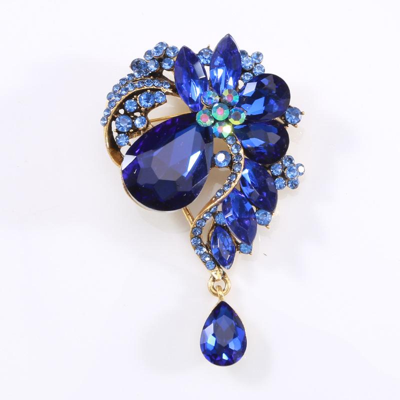 African Exaggerated Personality Colored Large Crystal Glass Brooch Fashion Brooch Women'S Clothing Accessories